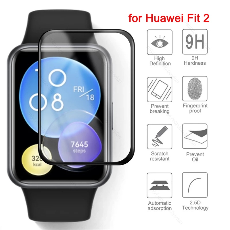 華為 適用於 Huawei Watch Fit 2 Fit2 屏幕保護膜的 3D PMMA 保護膜全邊緣保護套