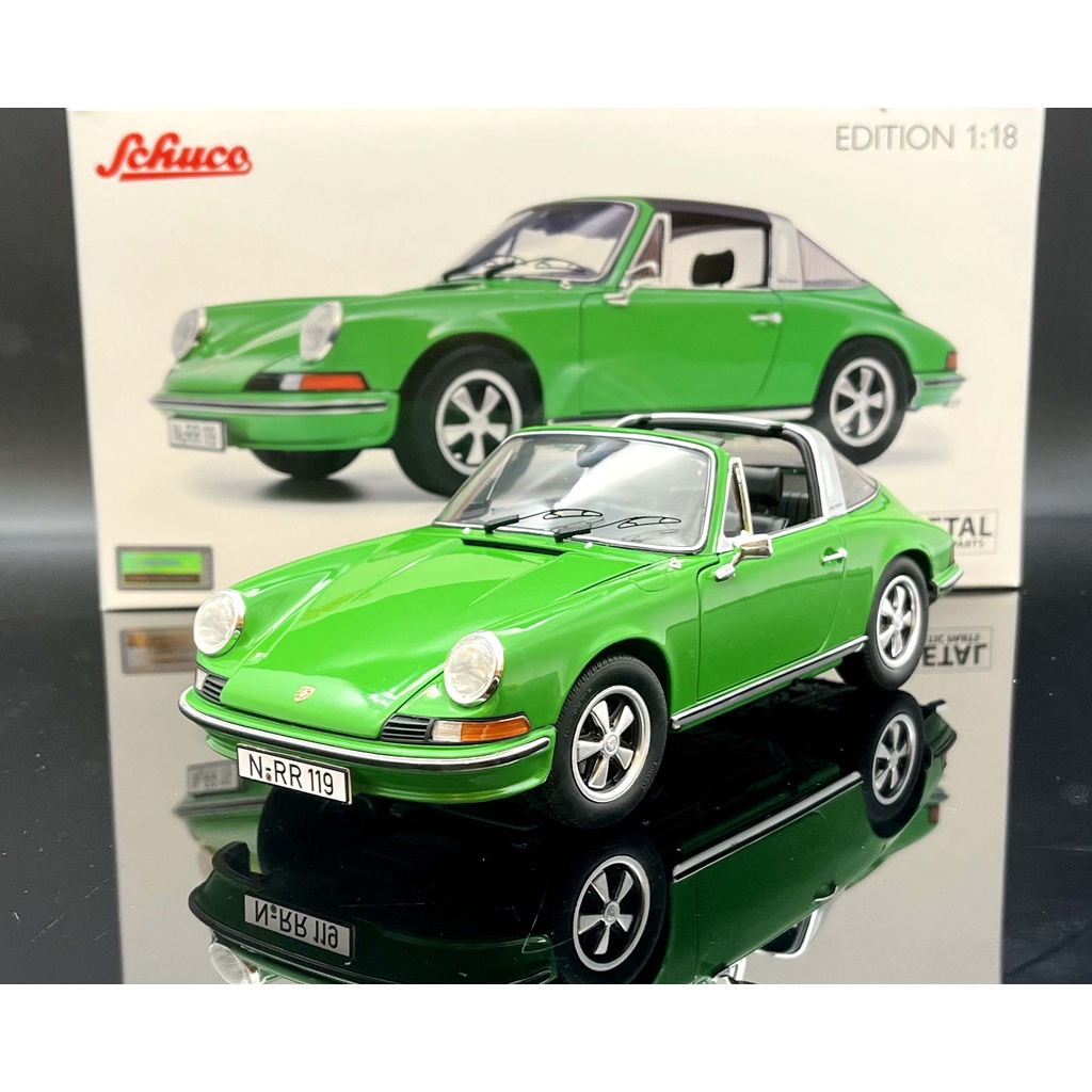 Schuco 1/18 Porsche 911S Targa 1973 green MASH