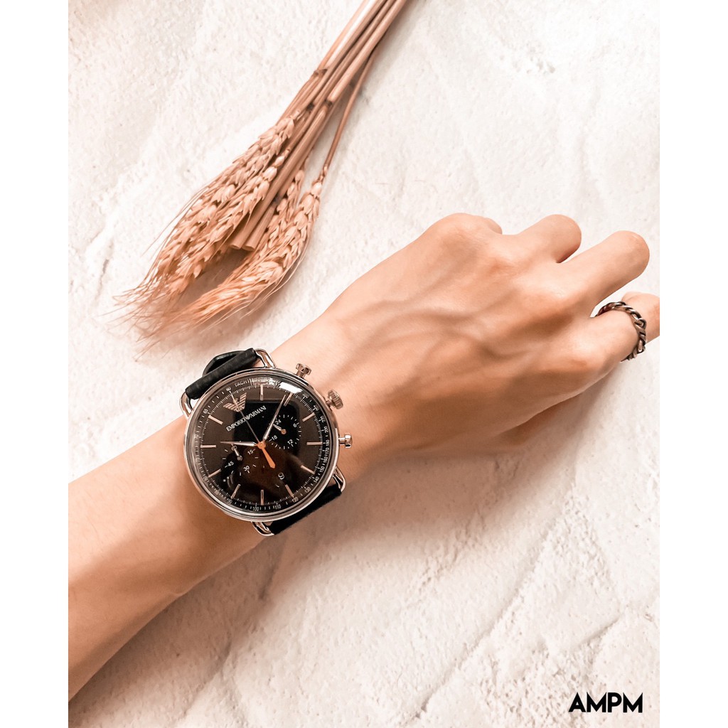 全新 現貨 EMPORIO ARMANI AR11143 亞曼尼 手錶 43mm 黑面盤 黑色皮錶帶 男錶女錶