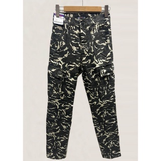 WHALE JEANS 男款伸縮側袋中腰中直迷彩牛仔褲-J32062