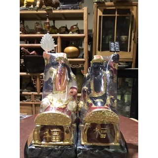 全新木雕神尊神像 七爺八爺 坐棺材 8吋8