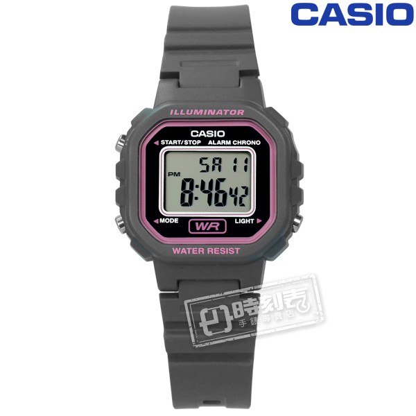 CASIO / LA-20WH-8A / 卡西歐輕巧復古LED計時防水鬧鈴橡膠手錶 灰色 29mm