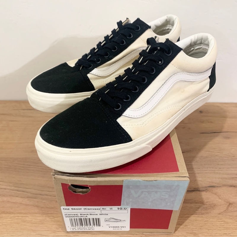 &lt;二手商品&gt; Vans Old Skool Canvas 帆布 低筒 滑板鞋 米白 黑 VN0004OJKLA