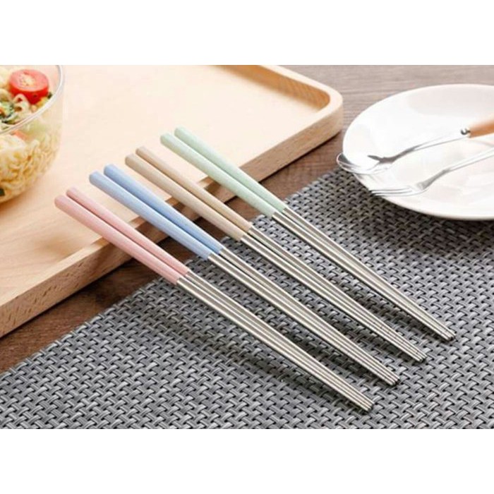 小麥不鏽鋼筷(單雙opp袋) 304不鏽鋼+天然小麥纖維 小麥桔桿環保筷 衛生筷 環保餐具 筷子