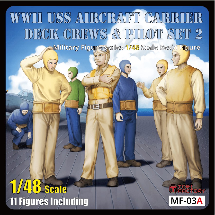 *現貨*Tori(Zlpla) MF-03 1/48&amp;1/72中途島二戰美軍航母艦甲板飛行員地勤組員人形11尊樹脂人形