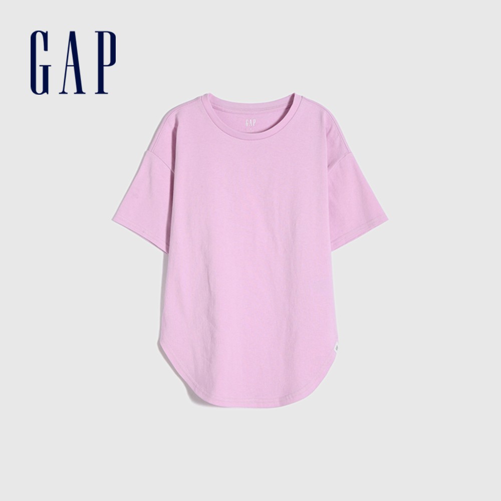 Gap 女童裝 純棉質感短袖T恤 厚磅密織系列-薰衣草紫(728128)