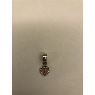 Pandora 粉琺瑯愛心吊墜珠 吊飾