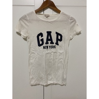 GAP 短袖上衣 白色 黑色字型 二手