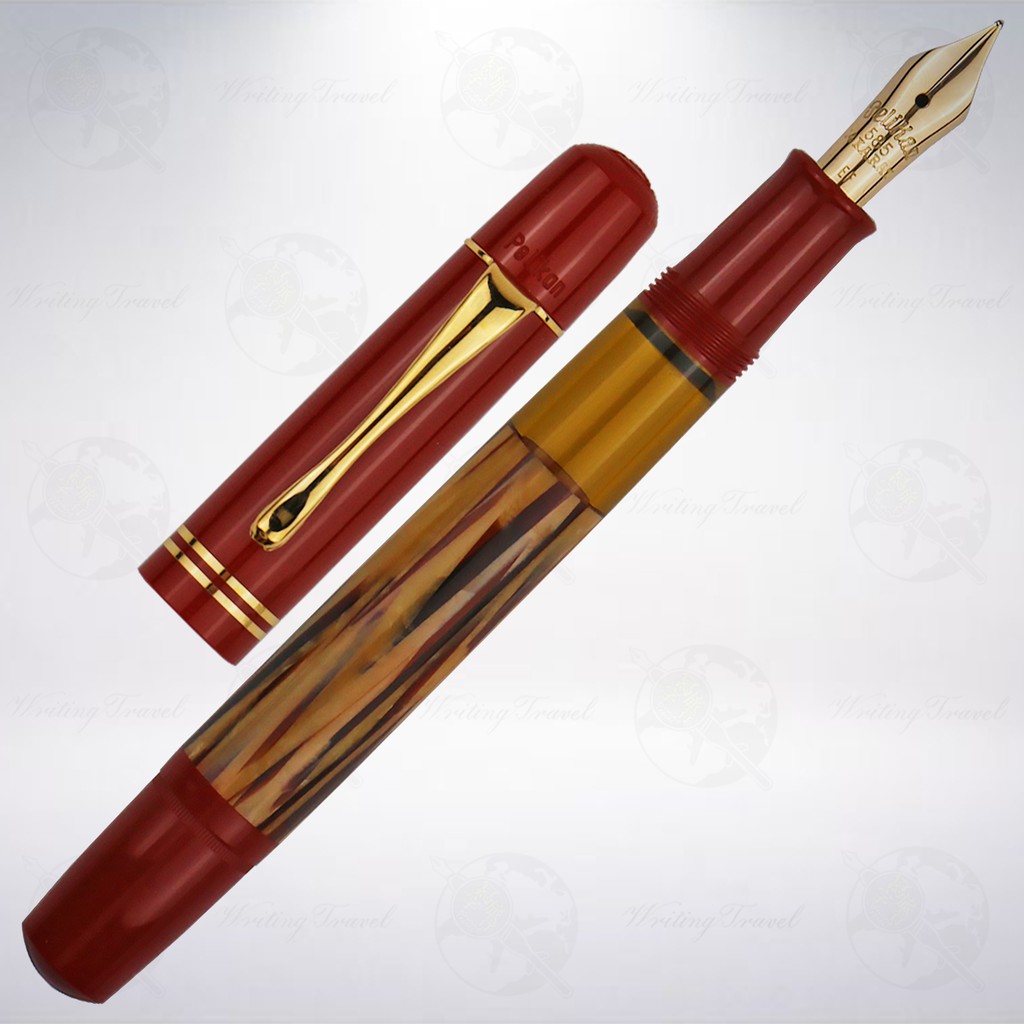 德國 百利金 Pelikan M101N 14K 復刻版鋼筆: 紅色玳瑁紋/Red Tortoise