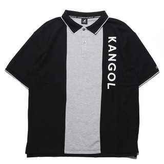 KANGOL 短袖 短T 拼接 刺繡大LOGO 黑灰白 POLO衫 袋鼠 棉 男 (布魯克林) 6121130120