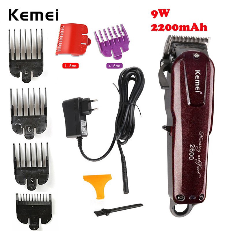 Kemei科美KM-2600 9瓦強勁動力油頭電推剪2200毫安可充電頭髮修剪器專業理髮店專用理髮師理髮器1.5/4.5