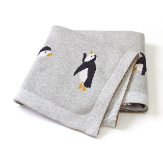 可愛的企鵝針織嬰兒毛毯新生兒 Sw 裹毯睡袋, 用於嬰兒推車床上用品蓋嬰兒 Bebe 被子 100 * 80 厘米