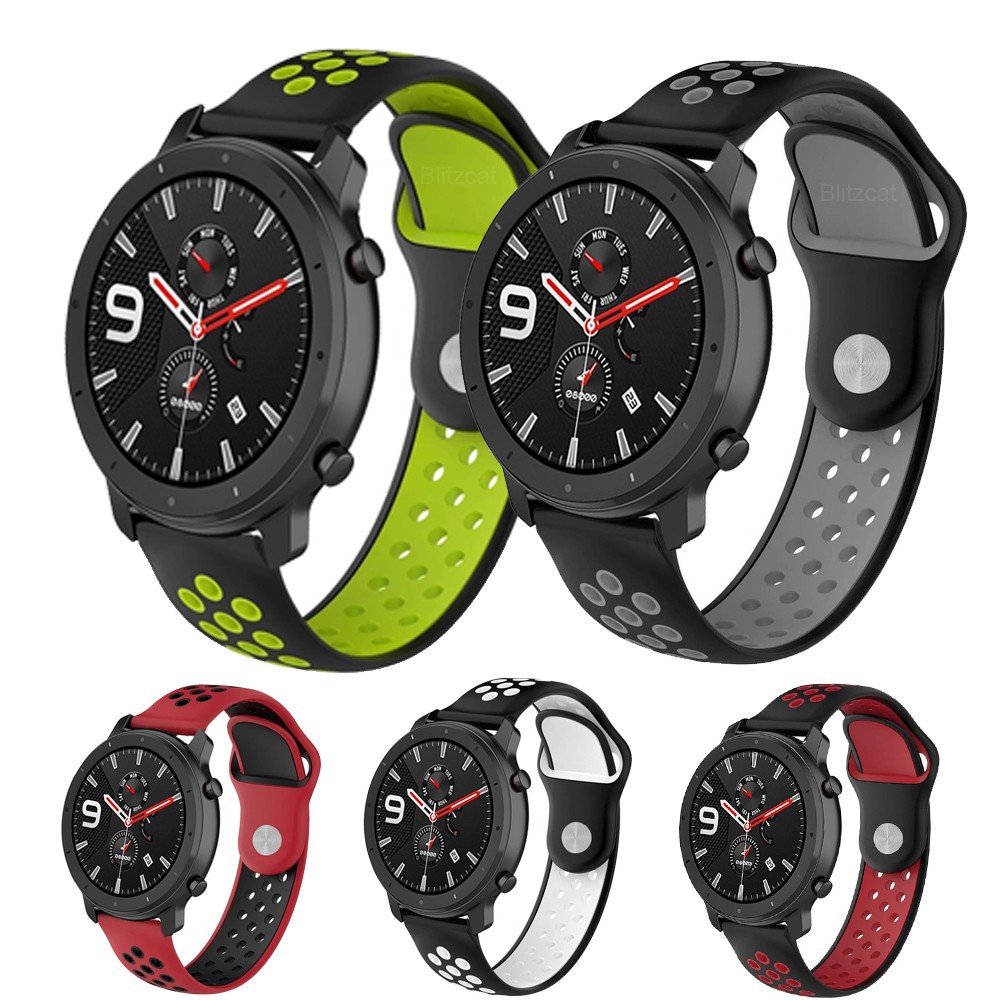 熱銷 華米GTR運動手錶 反扣式 20/22mm 替換手環 雙色運動腕帶 矽膠雙色錶帶 華米Amazfit 小米智能手錶