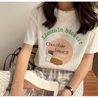 (限量商品) 韓版巧克力印花短袖T恤上衣