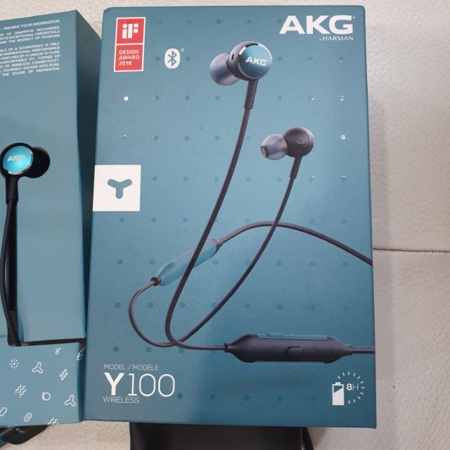 AKG Y100 藍芽耳機 雙耳機 全新正品 銀藍色