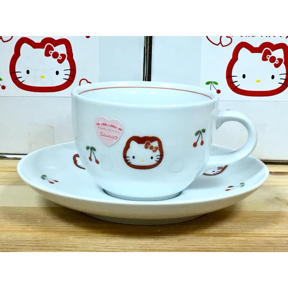 Hello Kitty 陶瓷杯盤組 (櫻桃, 日本製)