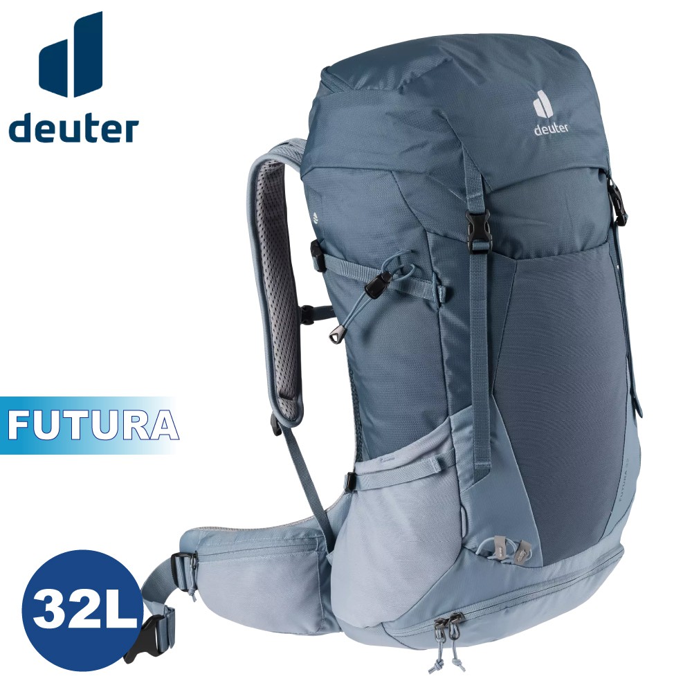 【Deuter 德國 FUTURA 32L 透氣網架背包《深藍/水藍》】3400821/輕量登山包/自行車背包/悠遊山水