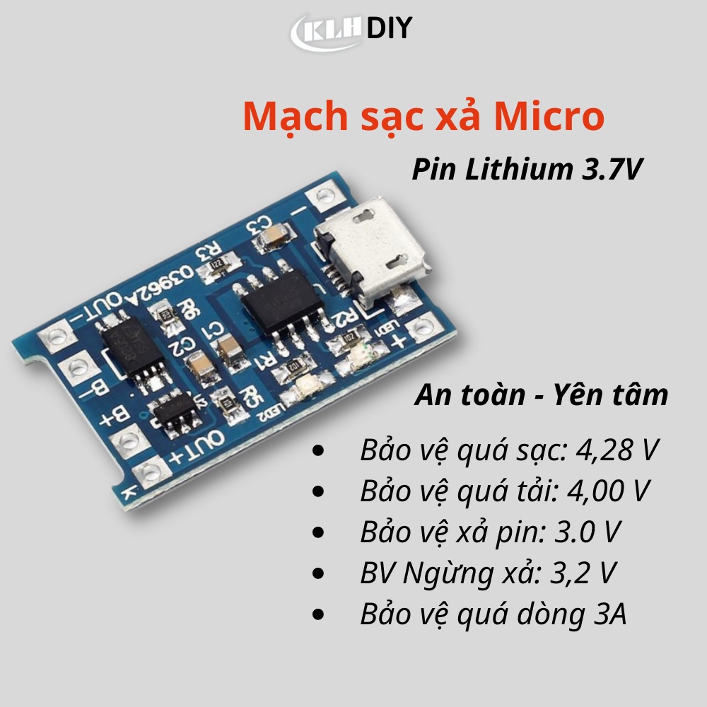 具有雙重保護功能的 5V 1A 18650 Micro USB 電池放電電路模塊 1A 鋰離子 -KLH DIY