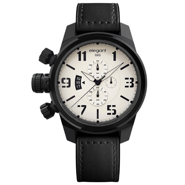 elegantsis 傑本尼氏 ELJT48-OW16LC 經典時尚情人款腕錶/米白 48mm