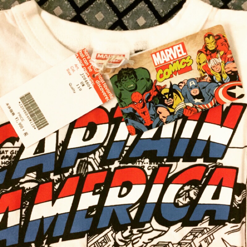 日本代購回童裝Breeze Marvel漫威短袖圓領T-Shirt 110cm復仇者聯盟美國隊長Captain A