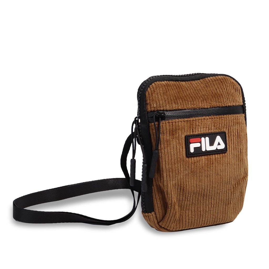 Fila 斜背包 Corduroy Shoulder Bag 咖啡 黑 男女款 燈心絨 小包【ACS】BSU9006OR