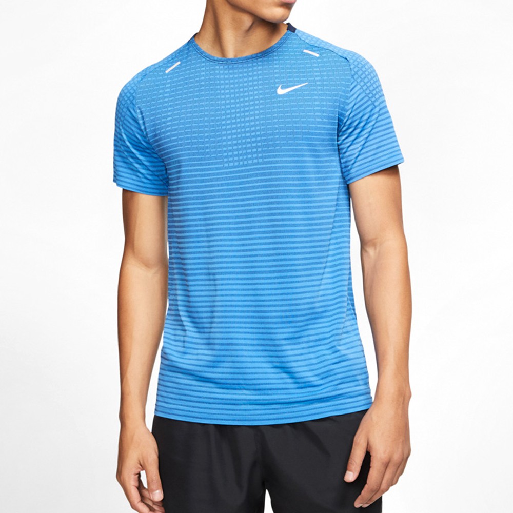 Nike Techknit Ultra 男 藍 條紋 休閒 運動 短袖上衣 CJ5345-402
