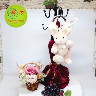 【現貨正品】德國 Steiff 金耳釦 限量 手工 羊毛 施華洛施奇 水晶 粉紅 兔 小兔 Rabbit 玩偶 吊飾