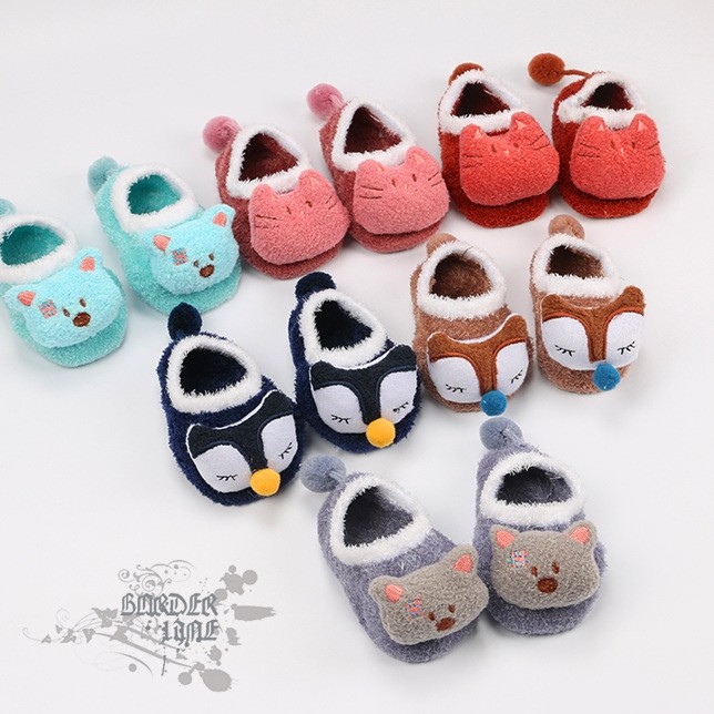【現貨​】寶寶襪子 韓國秋冬珊瑚絨卡通嬰兒地板襪 兒童襪