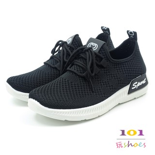 【101玩SHOES】彈力舒適透氣休閒鞋女鞋平底包鞋懶人鞋 黑色37