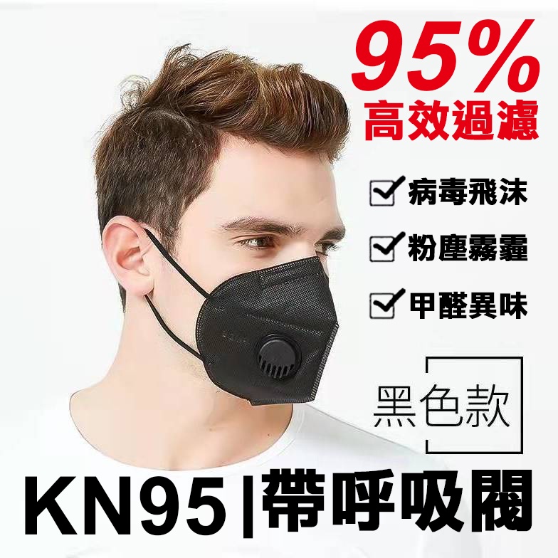 KN95口罩|帶呼吸閥|黑色款單一包裝