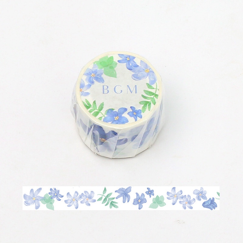 【現貨】BGM 紙膠帶 藍色花朵 手帳卡片拼貼打底襯紙素材背景設計🌿絲綠🌿