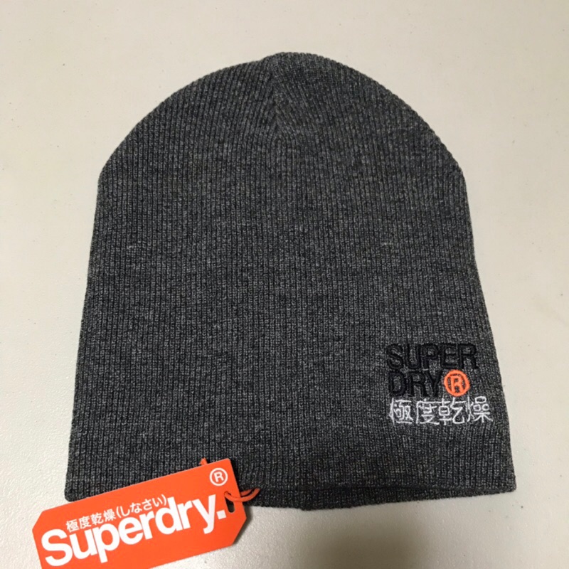 現貨實拍 圖4為購買證明 Superdry極度乾燥毛帽 灰色 Windkiker Beanie 蝦皮購物