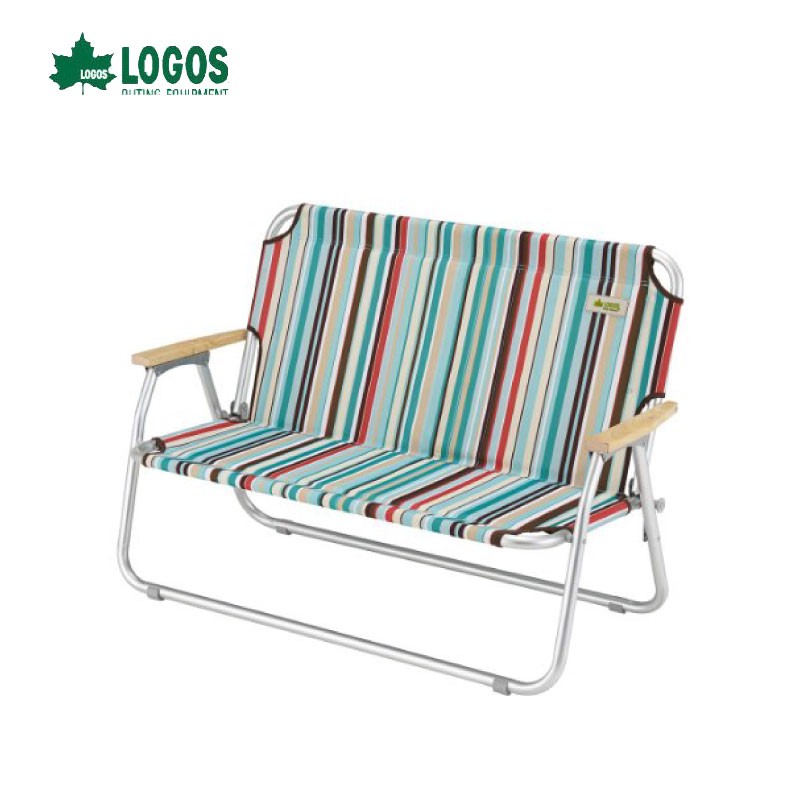 LOGOS 日本 條紋雙人戀愛椅/彩色條紋 雙人椅 休閒椅 摺疊椅 戶外露營/公園野餐 全新公司貨