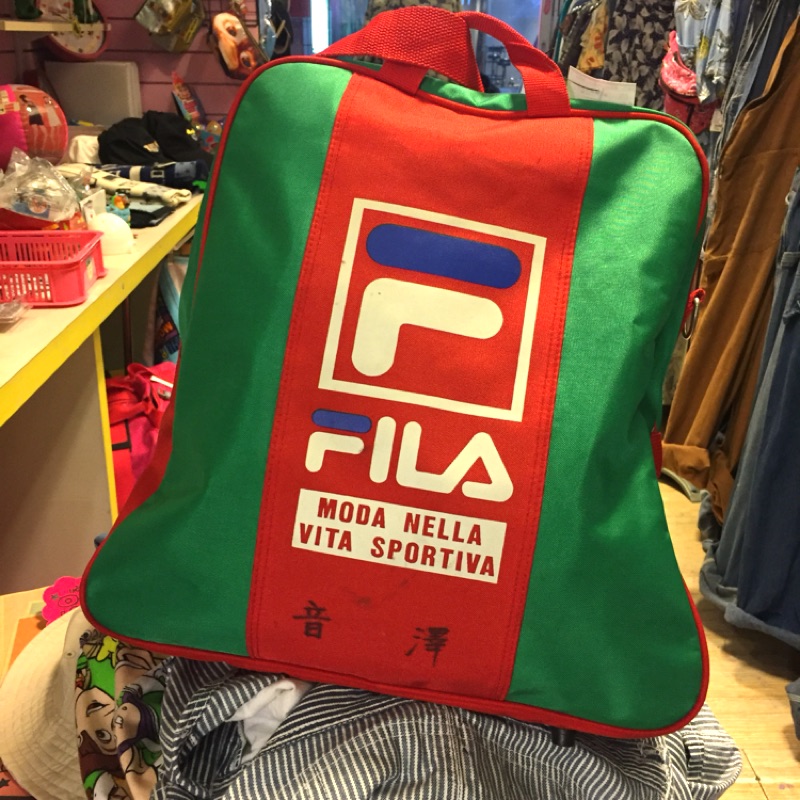 拼拼 古着 音澤 著用 Fila 運動 後背包 側背 背包 包 兩用 大容量 撞色 日本 二手