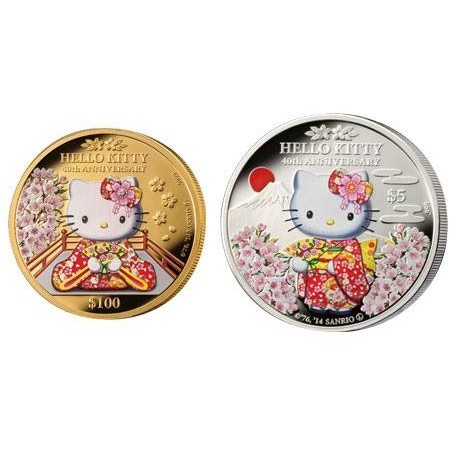Hello Kitty紀念幣凱蒂貓 英聯邦限量紀念彩色紐埃金幣