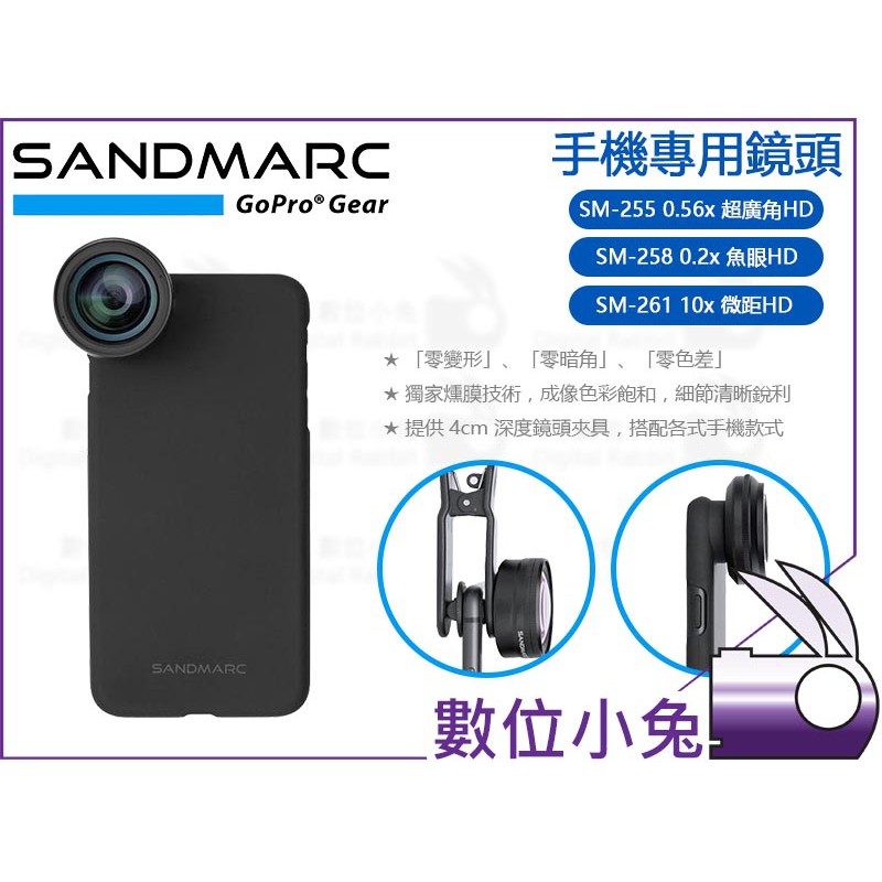 數位小兔【SANDMARC 手機專用HD鏡頭】SM-255 超廣角 / SM-258 魚眼 / SM-261 微距 三種