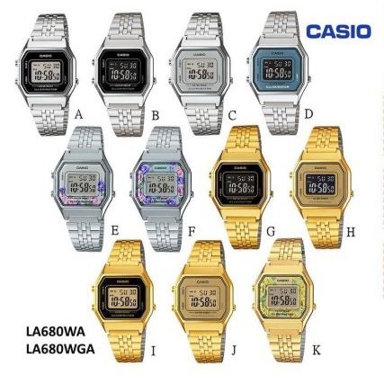 【山姆大叔工作坊】CASIO 淑女錶腕錶復古型數字電子錶金屬錶帶氣質錶簡約百搭風 LA680WA