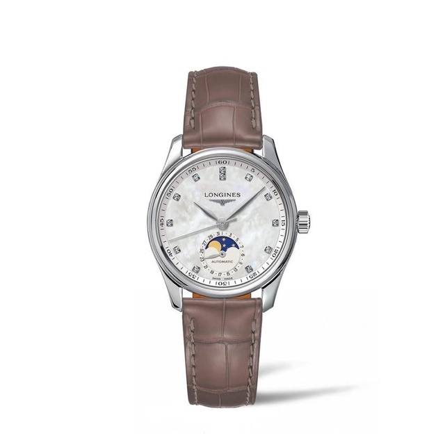 ⚠️抽獎抽到❗️LONGINES 浪琴 MASTER 巨擘系列月相真鑽白母貝機械腕錶 34mm L24094874