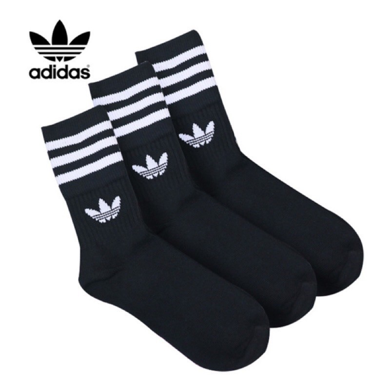 全新正品 單雙拆賣 Adidas 男女 中筒襪 三葉草 黑 DX9092
