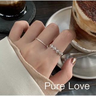 Pure Love樂芙 /正韓 【R0447】韓系簡約S925純銀幾何菱形開口戒指 / 銀