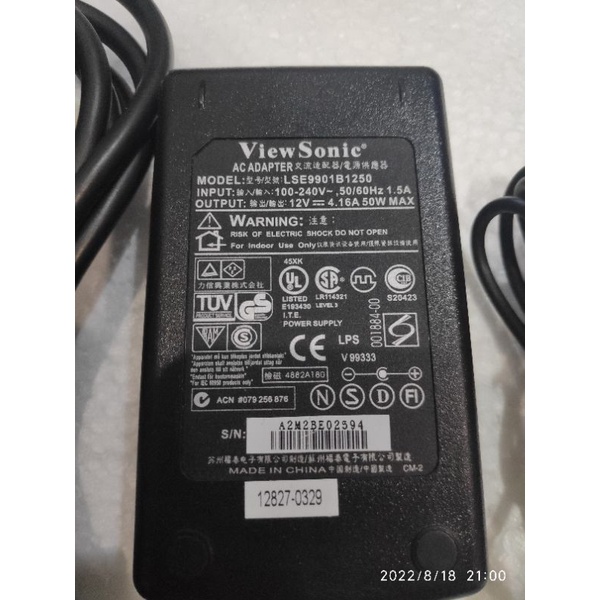 Viewsonic AC ADAPTER 電源供應器/變壓器/電源線(LSE9901B1250)12V 4.16A