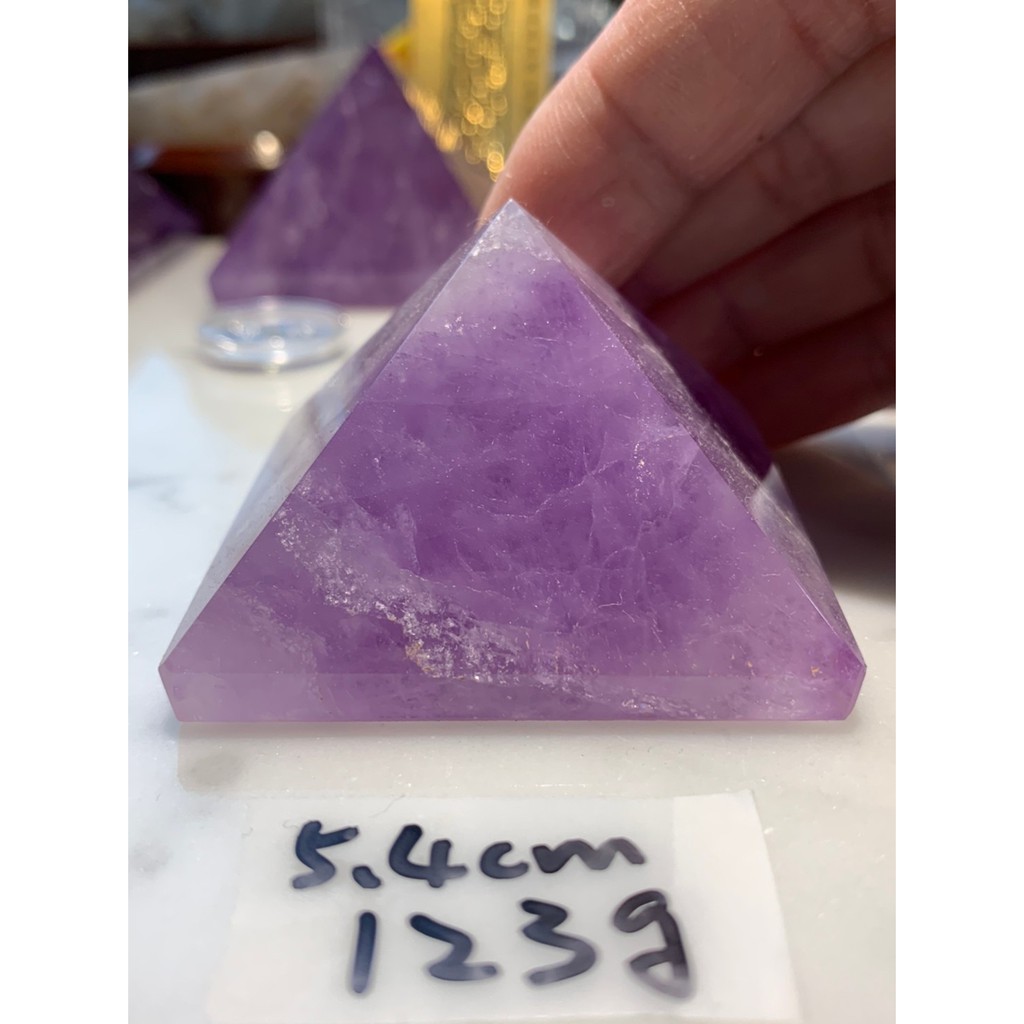 兆鑫生活館-紫水晶金字塔(約5.4公分,123g，) 冥想啟動能量開智慧助打坐擺