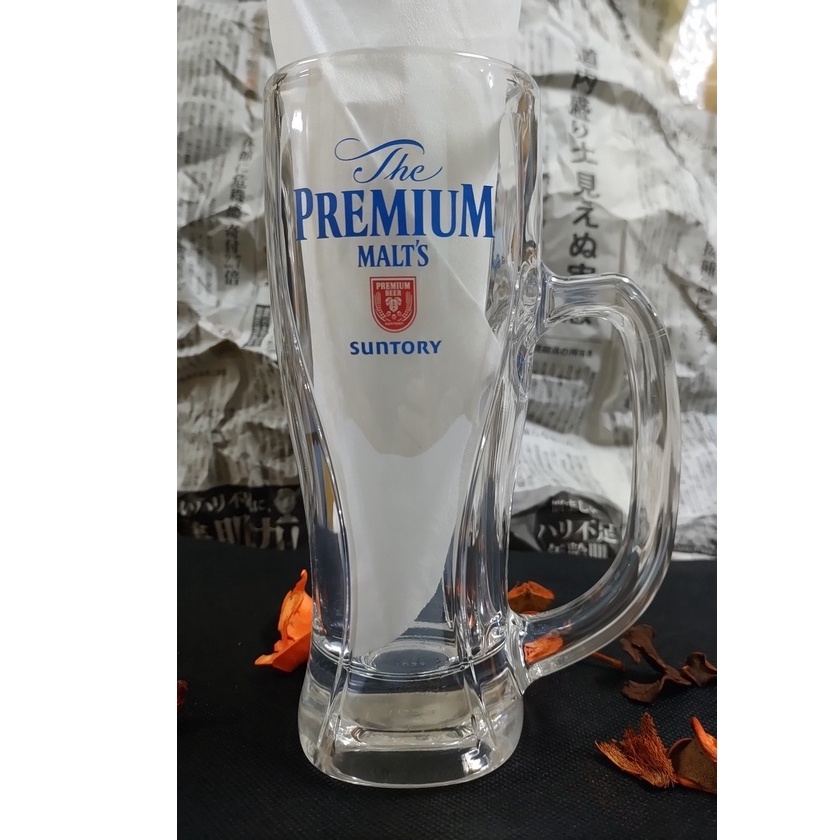 日本帶回 日本三得利Suntory The PREMIUM MALT'S頂級啤酒專用杯、握把杯、生啤酒杯