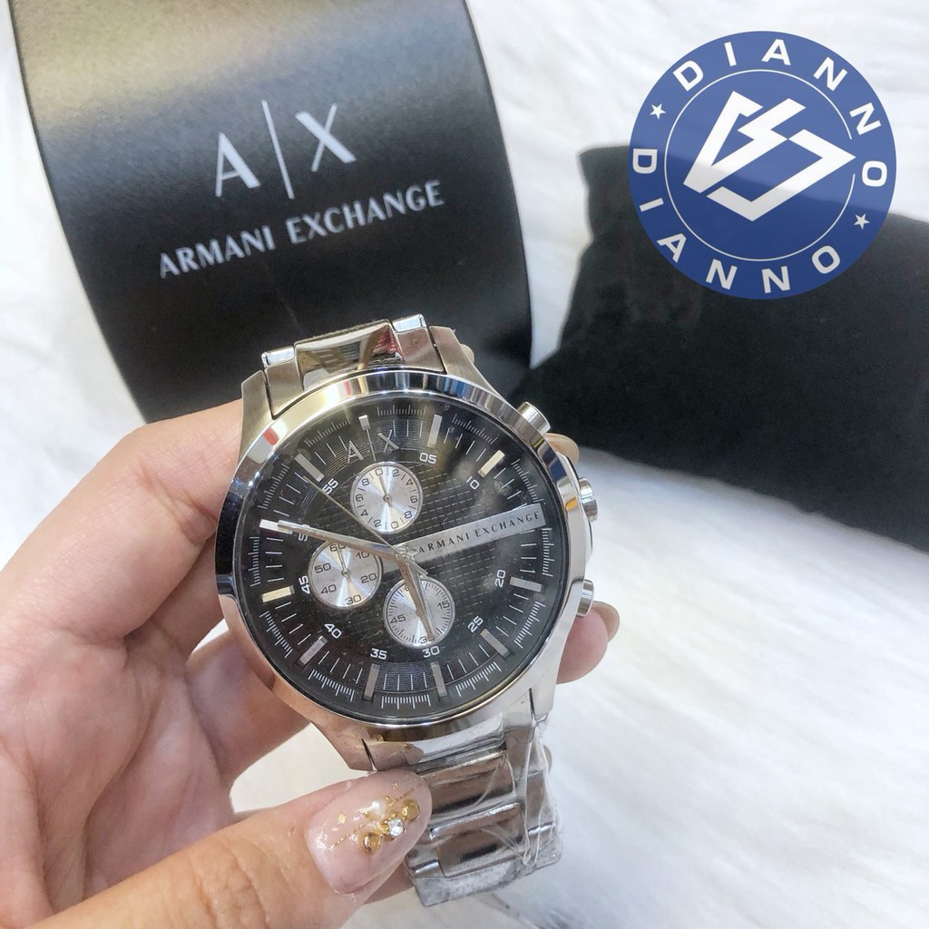 帝安諾-實體店面 AX Armani Exchange 三眼三環計時碼錶 銀色 不鏽鋼錶帶  黑色 男錶 AX2152