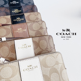 美國百分百【全新真品】Coach 手拿包 女用 PVC 錢包 皮包 零錢包 F58035 票卡夾 印花 卡其 BJ82