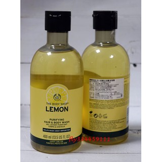 【The body shop 美體小舖 】檸檬清新淨化頭髮&身體清潔露(2用) 400ml (清倉價$420/瓶）