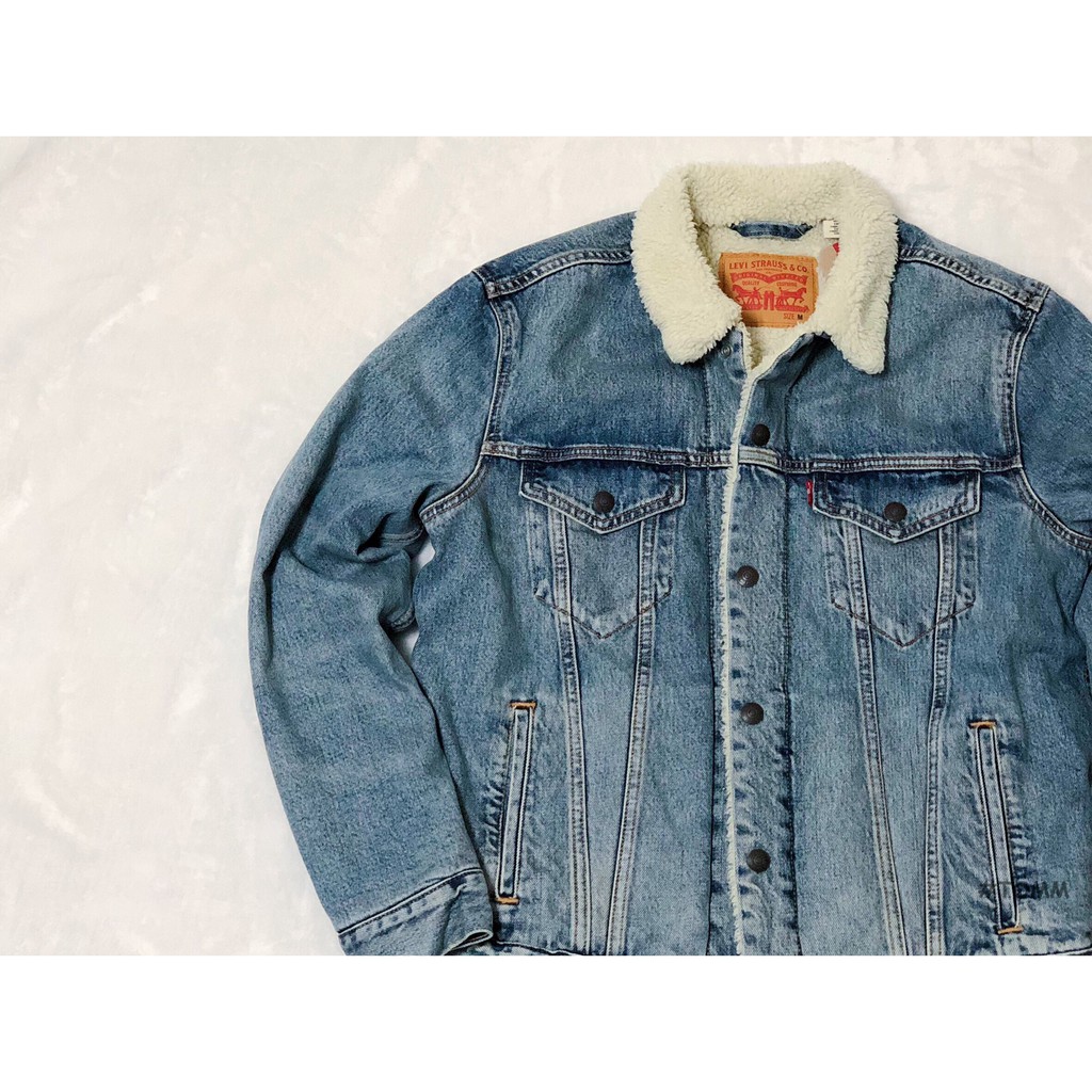 【Tom-m】現貨+預購! Levis Denim Jacket 復古 刷淺藍 厚磅 牛仔外套 毛領 羊羔毛 冬天必備
