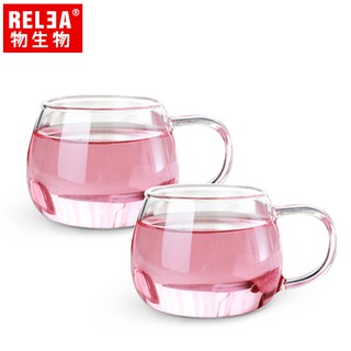 RELEA 物生物 170ml 小花耐熱玻璃杯 泡茶杯 (2入組)