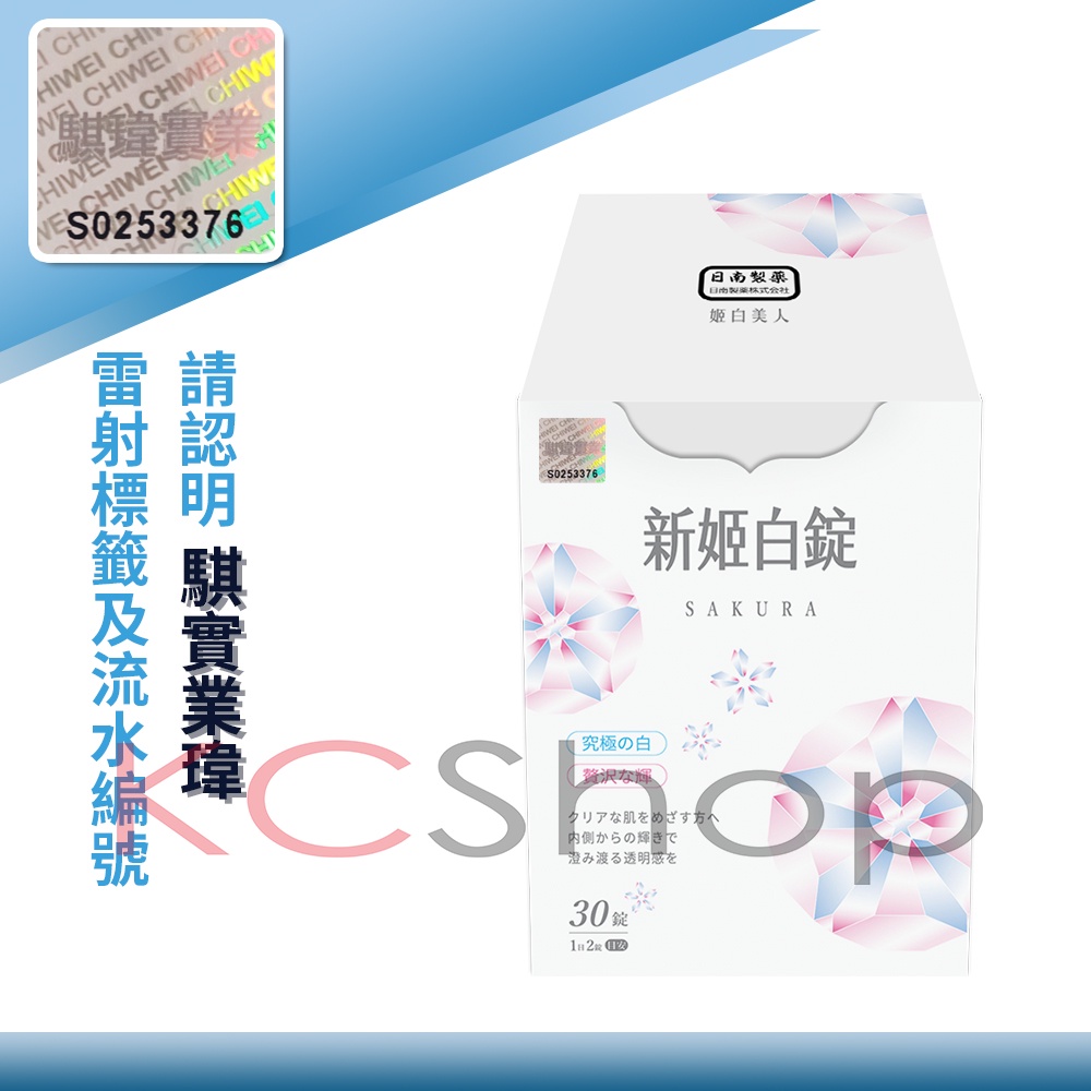 鐳射標公司貨 iVENOR 日本櫻花姬白錠 日南製藥 新姬白錠 （30粒/盒） -kcshop