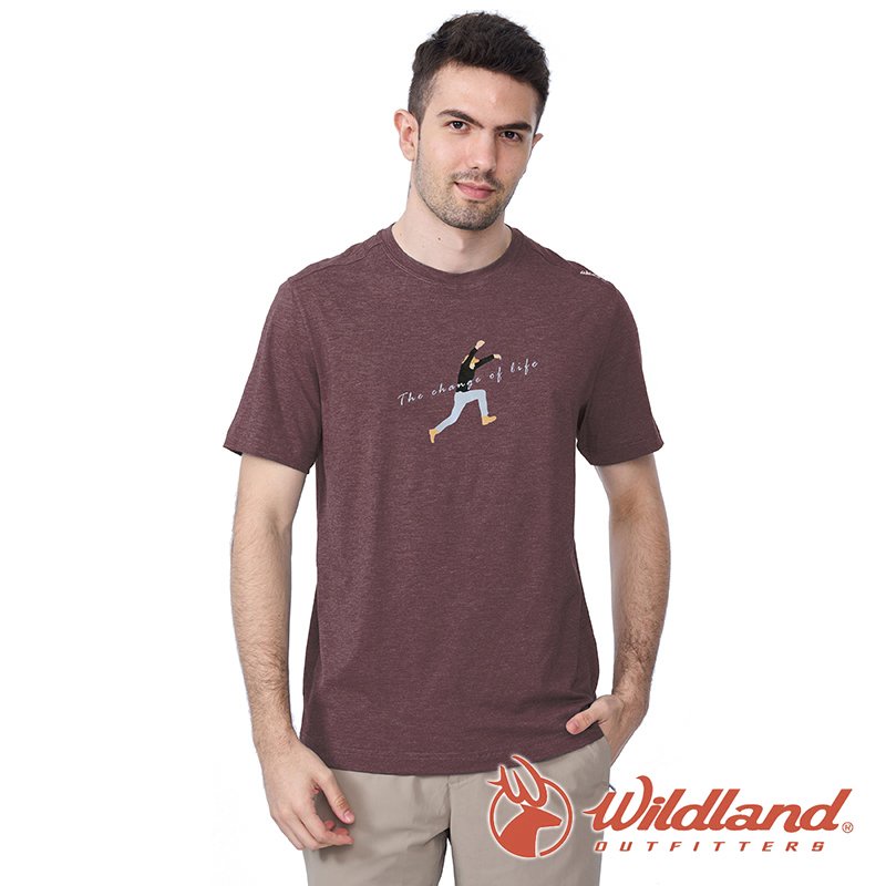 【wildland 荒野】男 山男孩機能快乾圓領短袖T恤『酒紅』0B01618